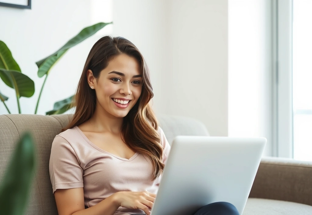 Happy woman shopping online with Vitalityandbloometc