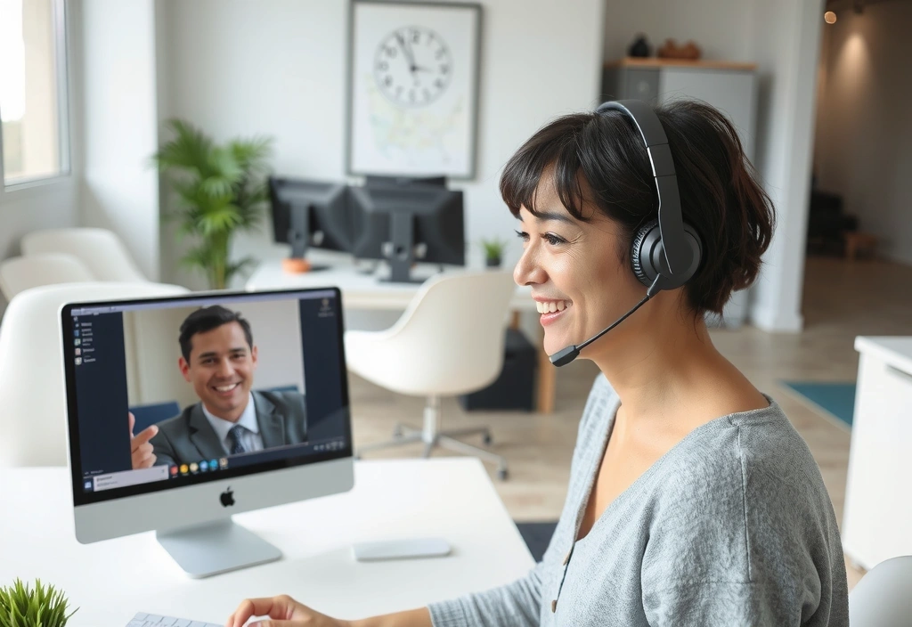 Customer support representative helping a client with inquiries